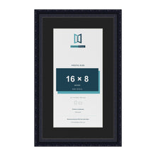 Louis Black 20 x 12 inch picture frame with a black mount for a 16 x 8 inch photo