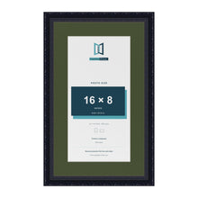 Louis Black 20 x 12 inch picture frame with a green mount for a 16 x 8 inch photo
