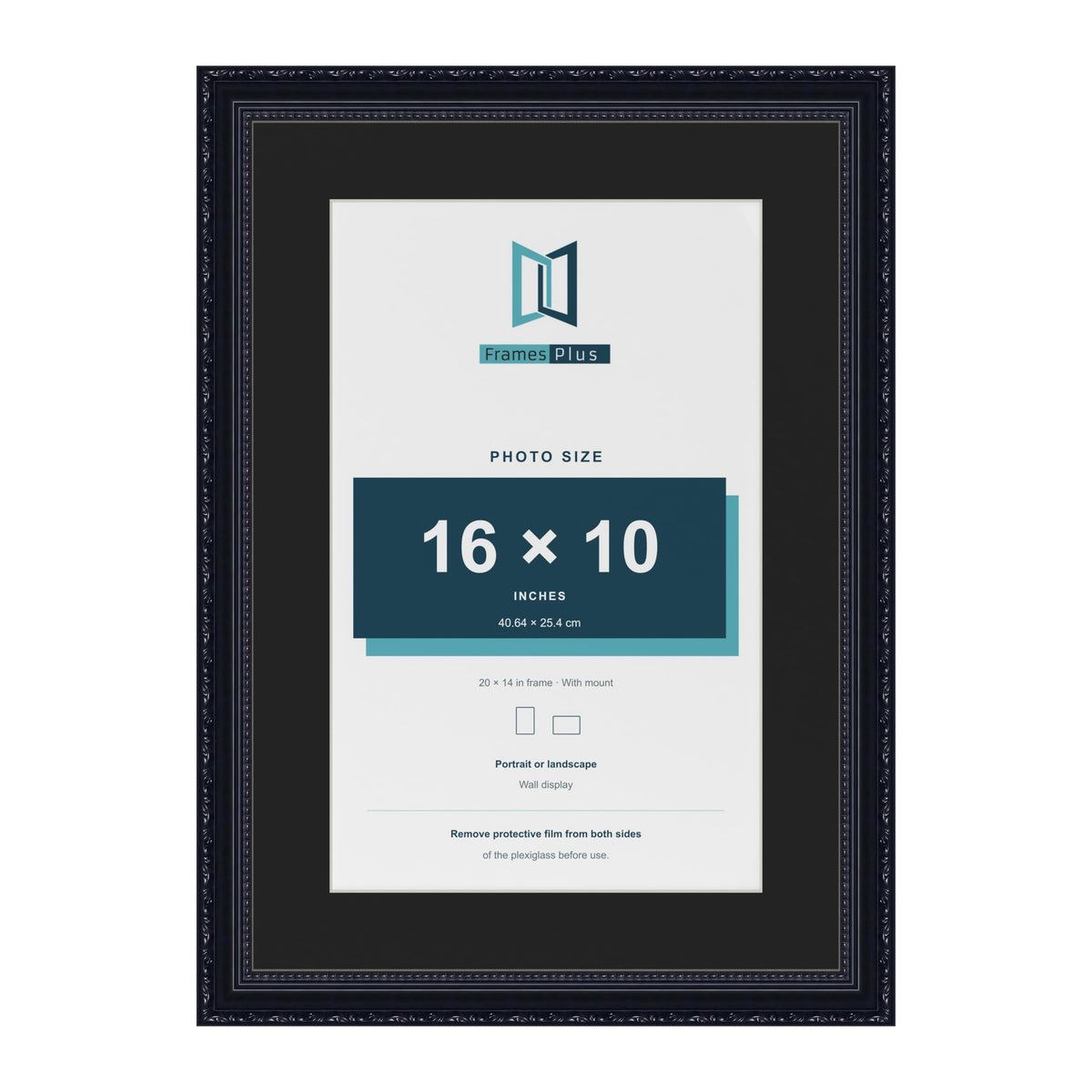 Louis Black 20 x 14 inch picture frame with a black mount for a 16 x 10 inch photo