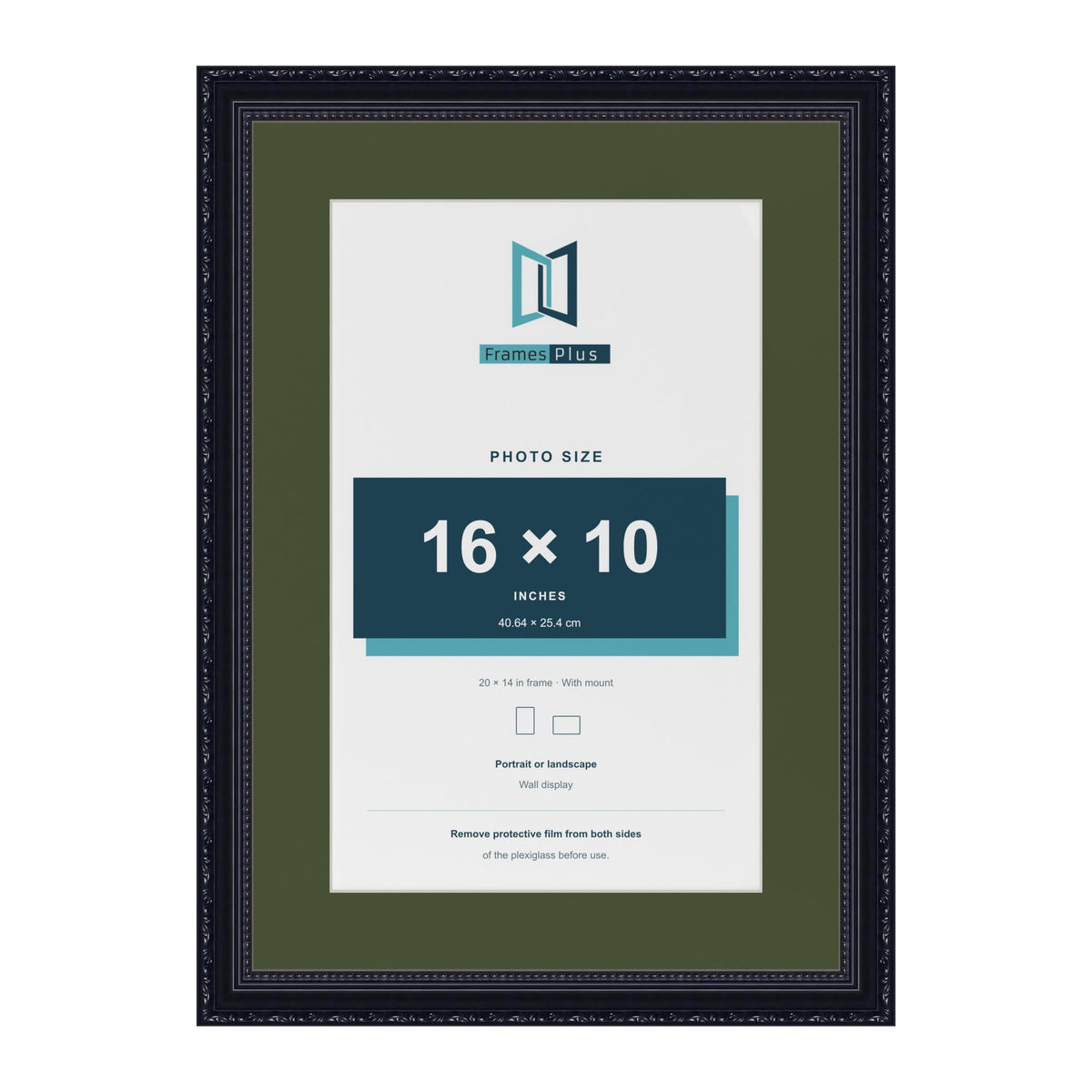 Louis Black 20 x 14 inch picture frame with a green mount for a 16 x 10 inch photo