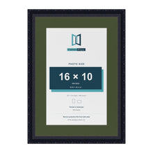 Louis Black 20 x 14 inch picture frame with a green mount for a 16 x 10 inch photo