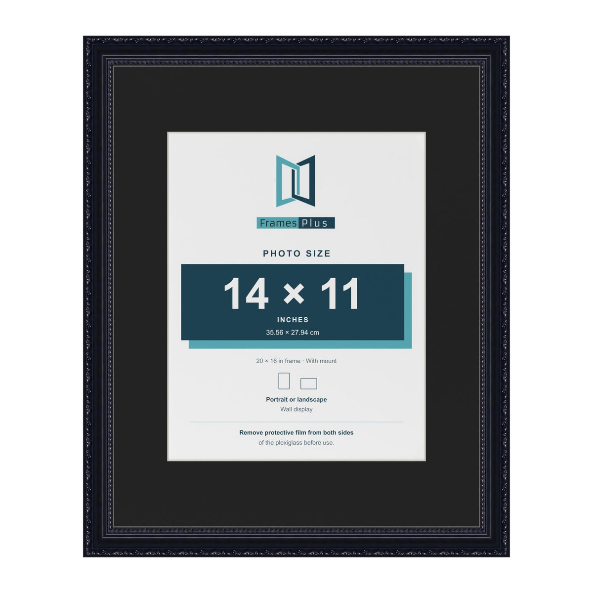 Louis Black 20 x 16 inch picture frame with a black mount for a 14 x 11 inch photo
