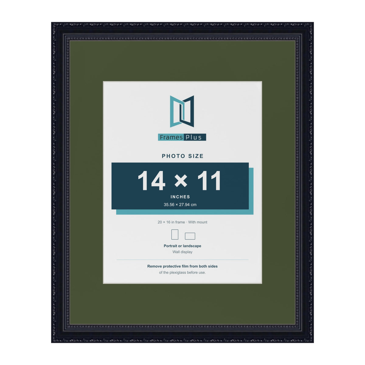 Louis Black 20 x 16 inch picture frame with a green mount for a 14 x 11 inch photo