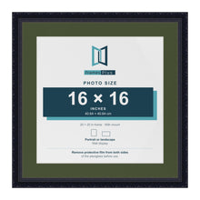 Louis Black 20 x 20 inch picture frame with a green mount for a 16 x 16 inch photo