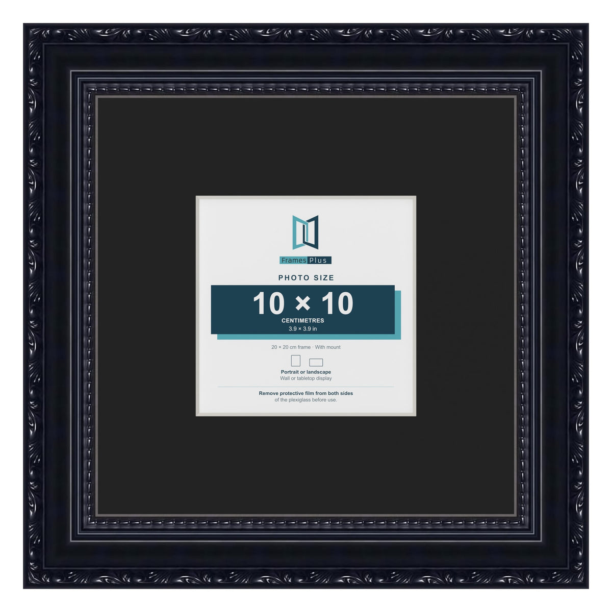Louis Black 20 x 20 cm picture frame with a black mount for a 10 x 10 cm photo