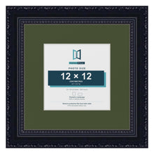 Louis Black 20 x 20 cm picture frame with a green mount for a 12 x 12 cm photo