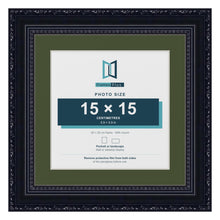 Louis Black 20 x 20 cm picture frame with a green mount for a 15 x 15 cm photo