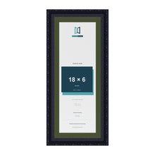 Louis Black 20 x 8 inch picture frame with a green mount for an 18 x 6 inch photo