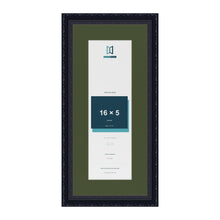 Louis Black 20 x 9 inch picture frame with a green mount for a 16 x 5 inch photo
