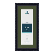 Louis Black 22 x 10 inch picture frame with a green mount for an 18 x 6 inch photo