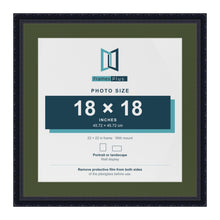 Louis Black 22 x 22 inch picture frame with a green mount for an 18 x 18 inch photo