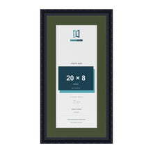 Louis Black 24 x 12 inch picture frame with a green mount for a 20 x 8 inch photo