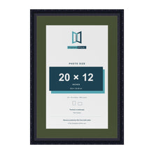 Louis Black 24 x 16 inch picture frame with a green mount for a 20 x 12 inch photo