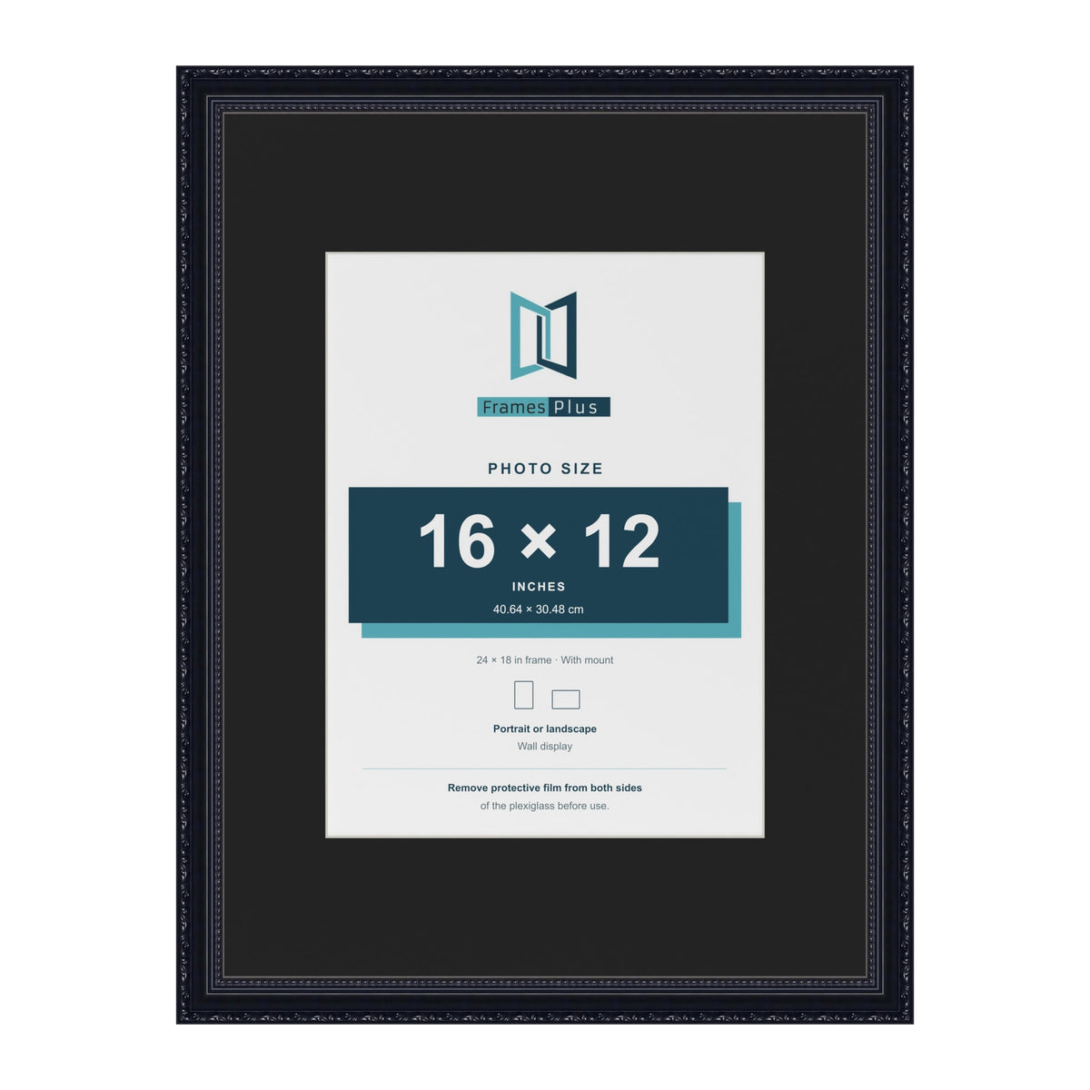 Louis Black 24 x 18 inch picture frame with a black mount for a 16 x 12 inch photo