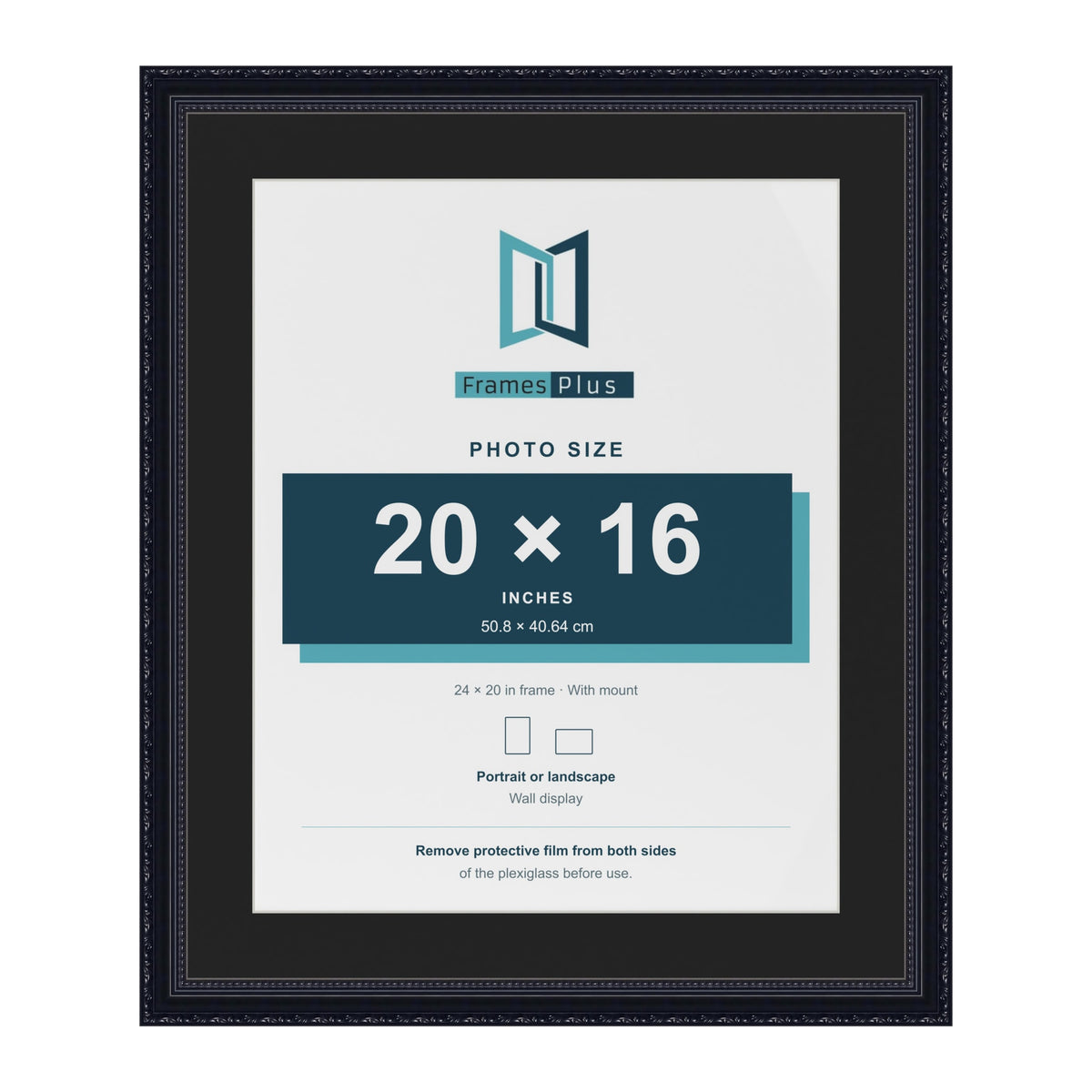 Louis Black 24 x 20 inch picture frame with a black mount for a 20 x 16 inch photo