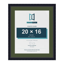 Louis Black 24 x 20 inch picture frame with a green mount for a 20 x 16 inch photo