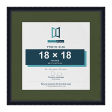 Louis Black 24 x 24 inch picture frame with a green mount for an 18 x 18 inch photo