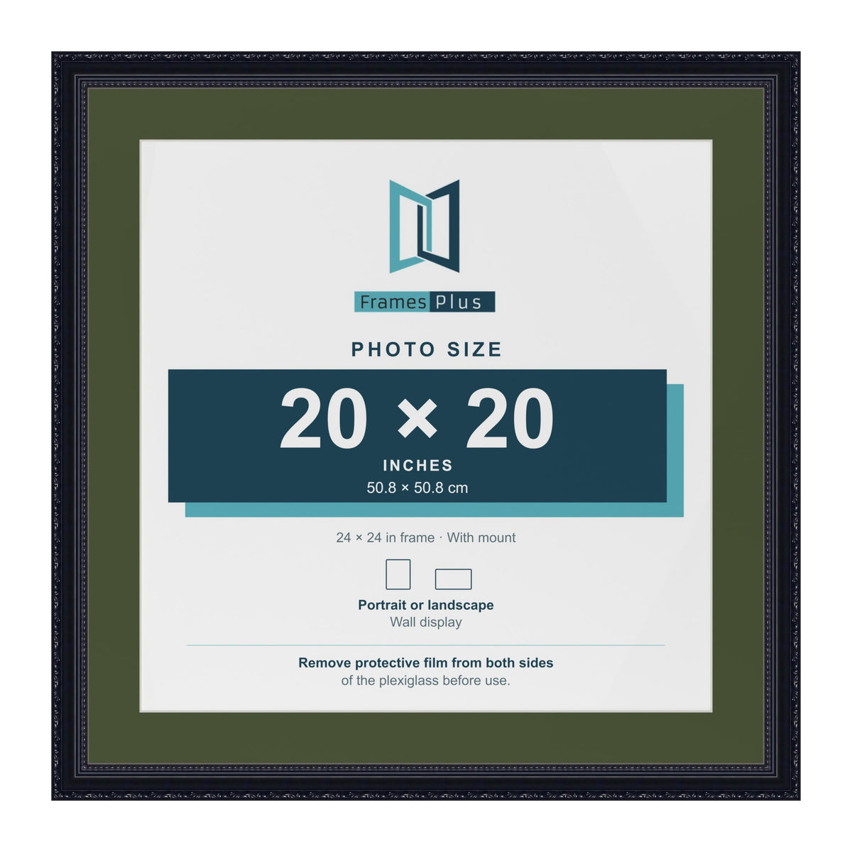 Louis Black 24 x 24 inch picture frame with a green mount for a 20 x 20 inch photo