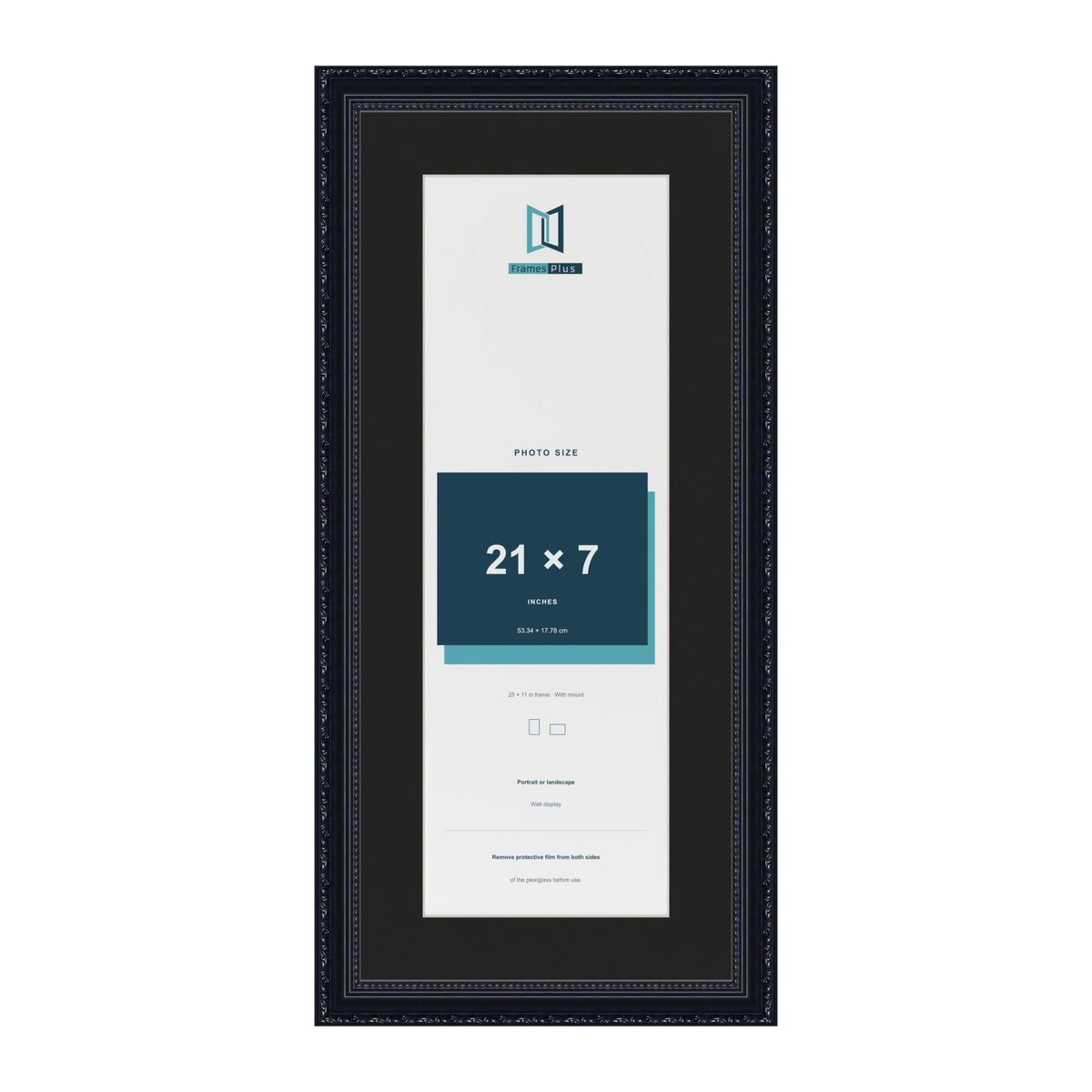 Louis Black 25 x 11 inch picture frame with a black mount for a 21 x 7 inch photo