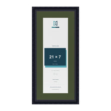Louis Black 25 x 11 inch picture frame with a green mount for a 21 x 7 inch photo