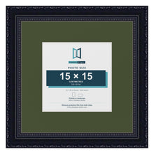 Louis Black 25 x 25 cm picture frame with a green mount for a 15 x 15 cm photo