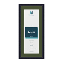 Louis Black 28 x 12 inch picture frame with a green mount for a 24 x 8 inch photo