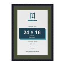 Louis Black 28 x 20 inch picture frame with a green mount for a 24 x 16 inch photo