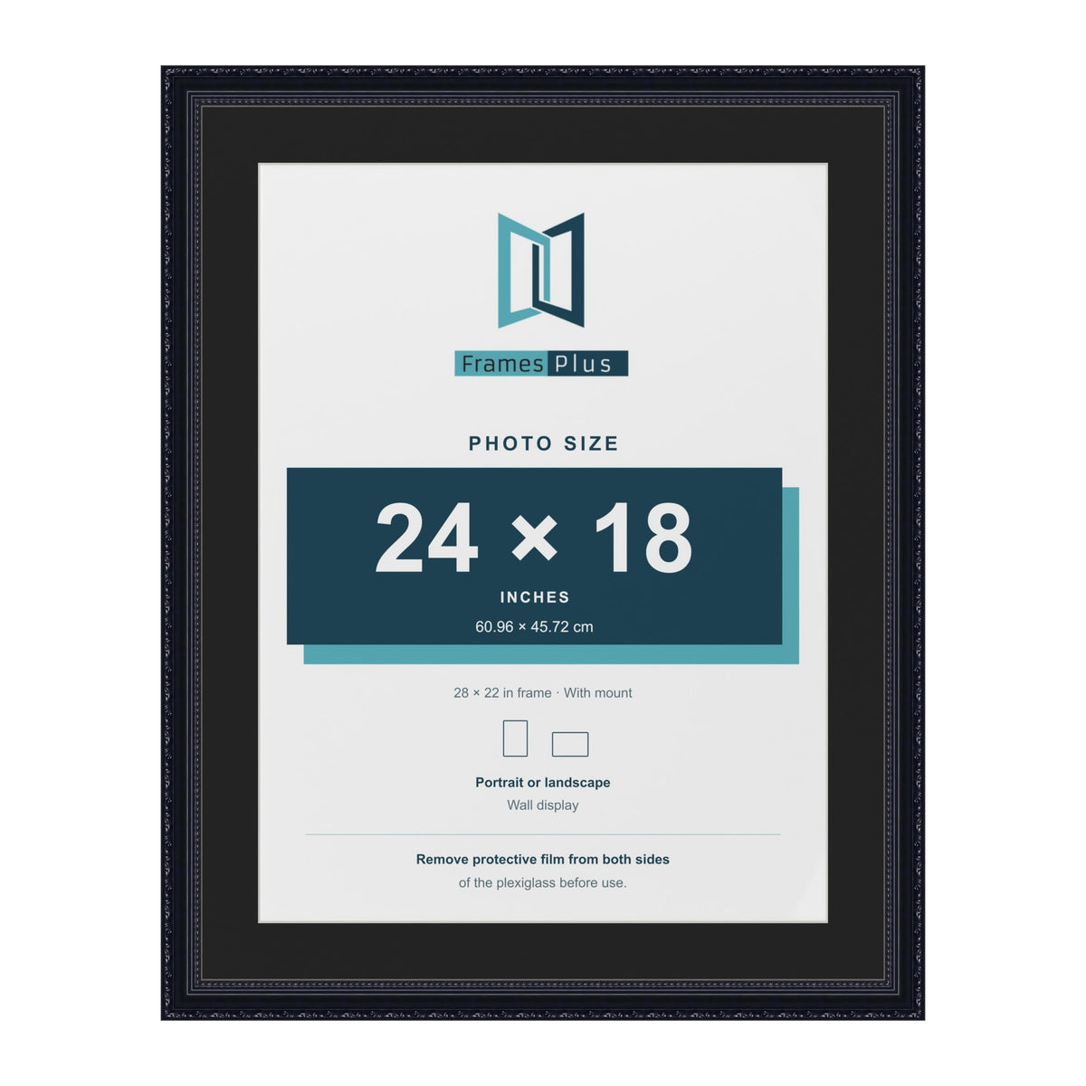 Louis Black 28 x 22 inch picture frame with a black mount for a 24 x 18 inch photo