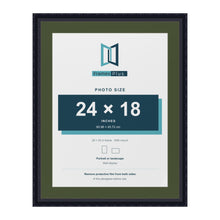 Louis Black 28 x 22 inch picture frame with a green mount for a 24 x 18 inch photo
