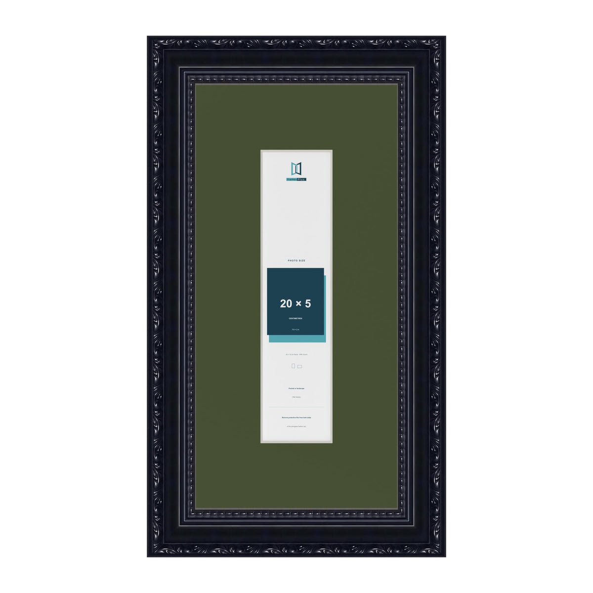 Louis Black 30 x 15 cm picture frame with a green mount for a 20 x 5 cm photo