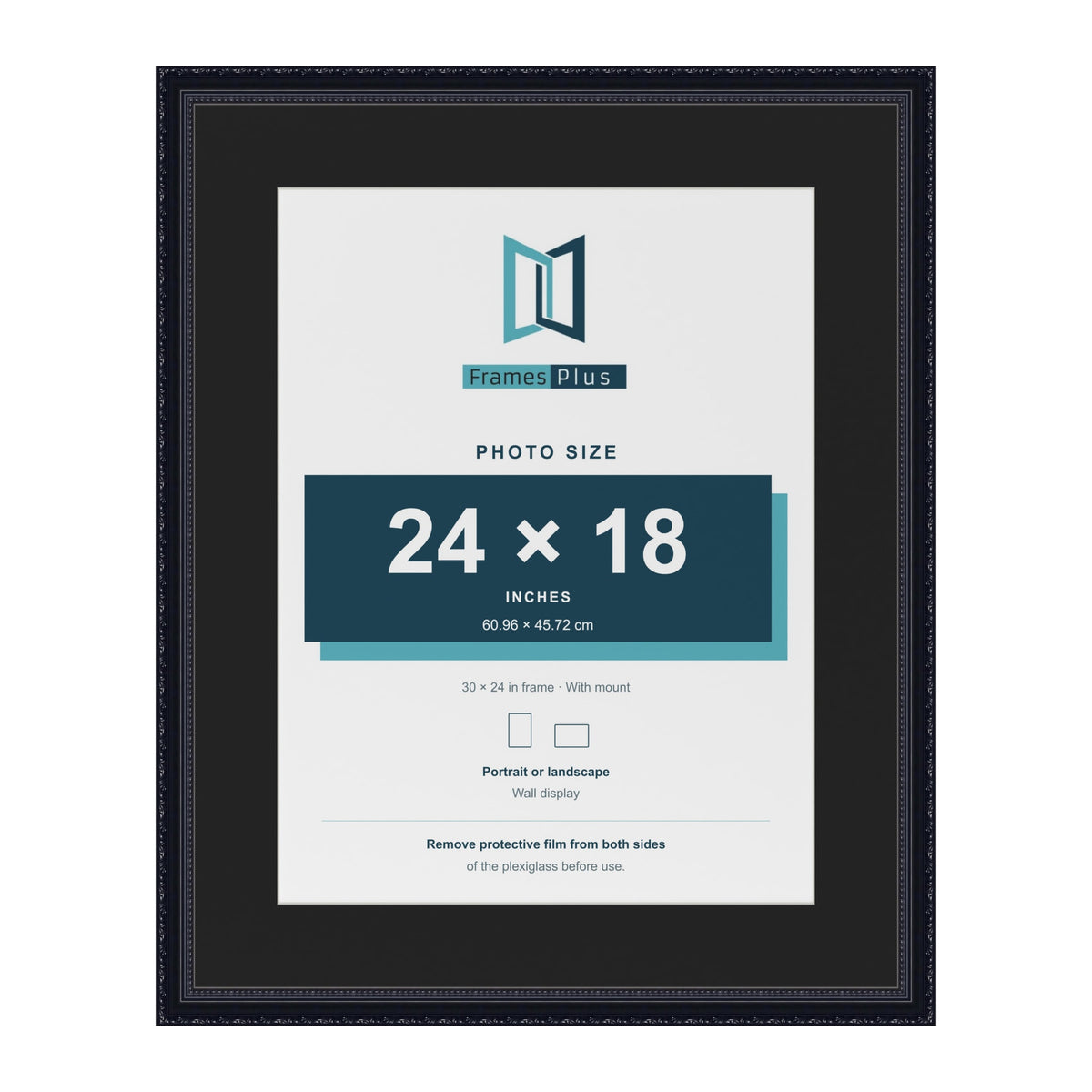 Louis Black 30 x 24 inch picture frame with a black mount for a 24 x 18 inch photo