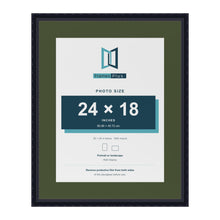 Louis Black 30 x 24 inch picture frame with a green mount for a 24 x 18 inch photo