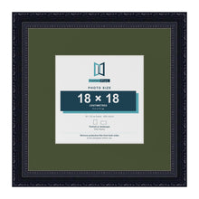 Louis Black 30 x 30 cm picture frame with a green mount for an 18 x 18 cm photo