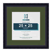 Louis Black 35 x 35 cm picture frame with a green mount for a 25 x 25 cm photo