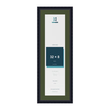 Louis Black 36 x 12 inch picture frame with a green mount for a 32 x 8 inch photo