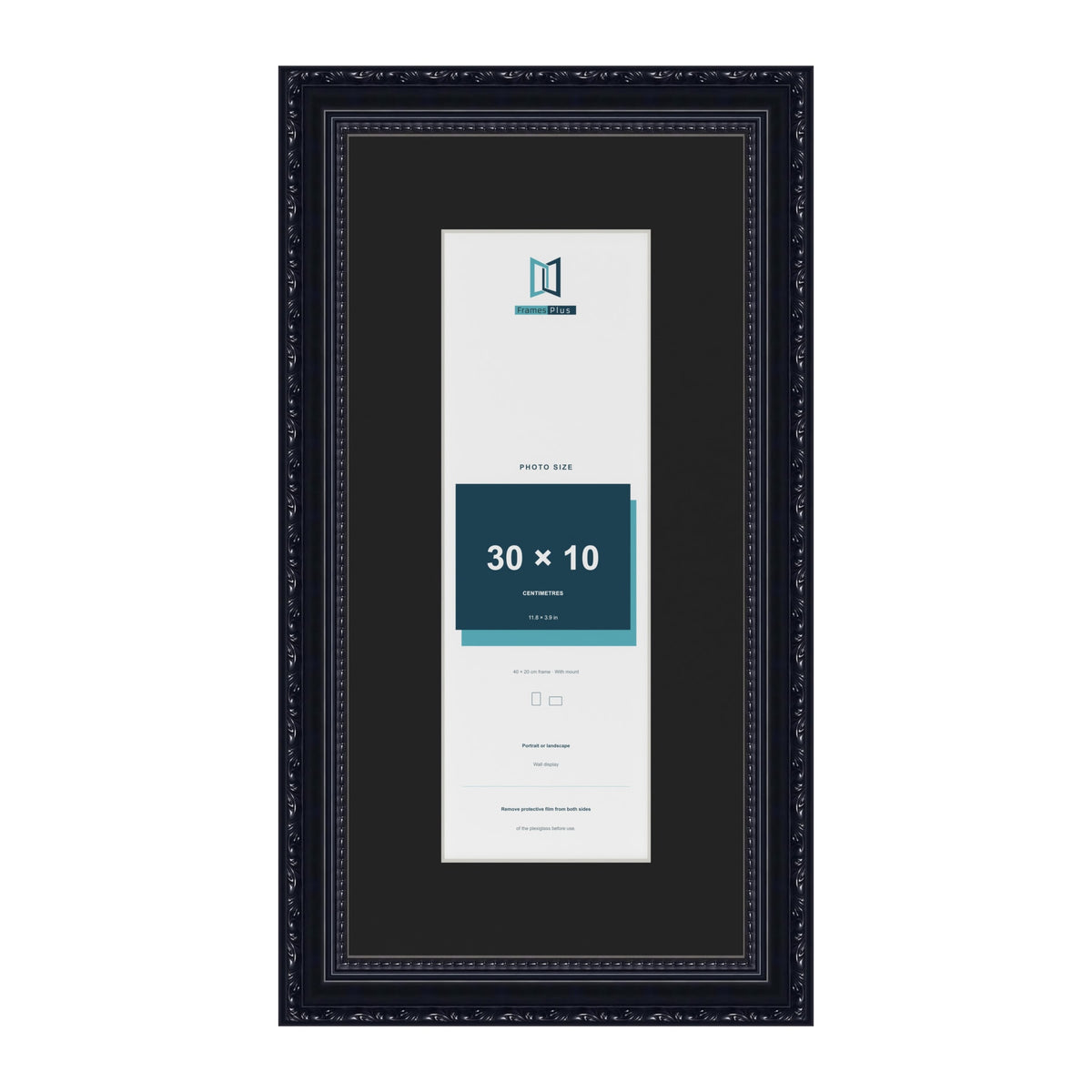 Louis Black 40 x 20 cm picture frame with a black mount for a 30 x 10 cm photo