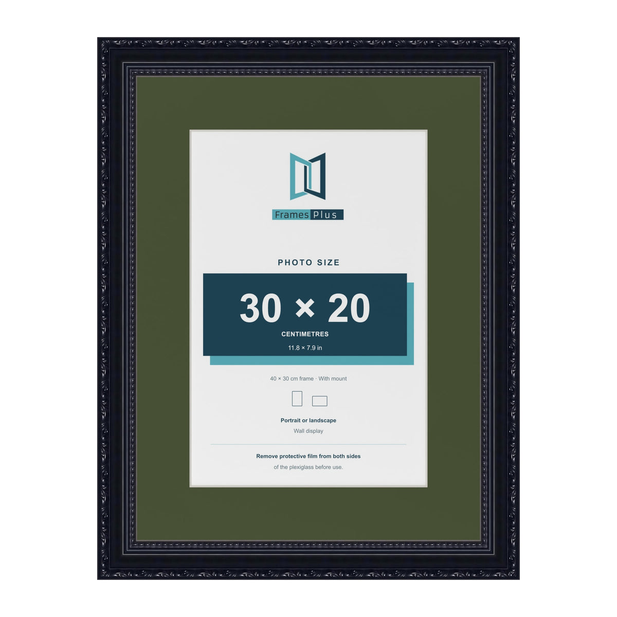 Louis Black 40 x 30 cm picture frame with a green mount for a 30 x 20 cm photo