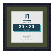 Louis Black 40 x 40 cm picture frame with a green mount for a 30 x 30 cm photo