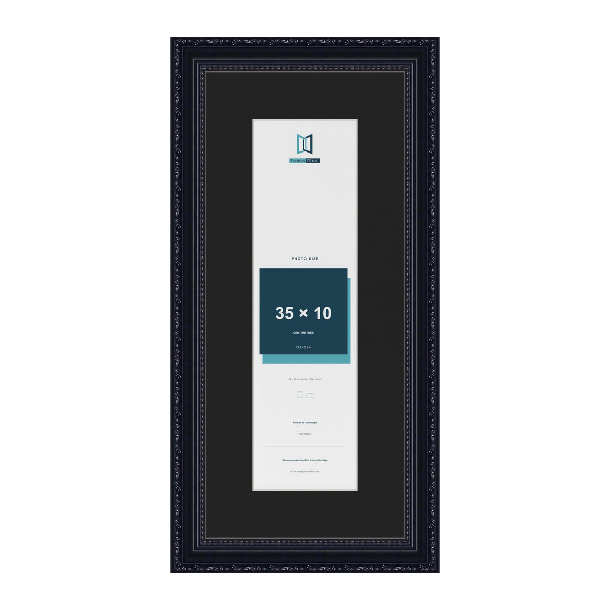 Louis Black 45 x 20 cm picture frame with a black mount for a 35 x 10 cm photo