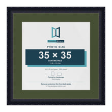 Louis Black 45 x 45 cm picture frame with a green mount for a 35 x 35 cm photo