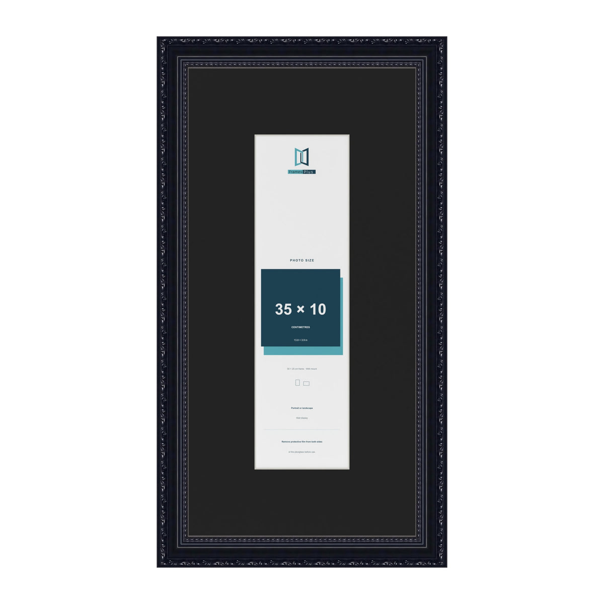 Louis Black 50 x 25 cm picture frame with a black mount for a 35 x 10 cm photo