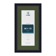 Louis Black 50 x 25 cm picture frame with a green mount for a 40 x 15 cm photo