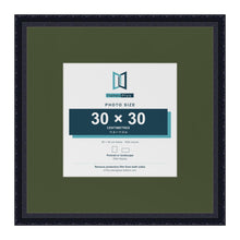 Louis Black 50 x 50 cm picture frame with a green mount for a 30 x 30 cm photo
