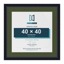 Louis Black 50 x 50 cm picture frame with a green mount for a 40 x 40 cm photo