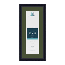 Louis Black 60 x 25 cm picture frame with a green mount for a 50 x 15 cm photo