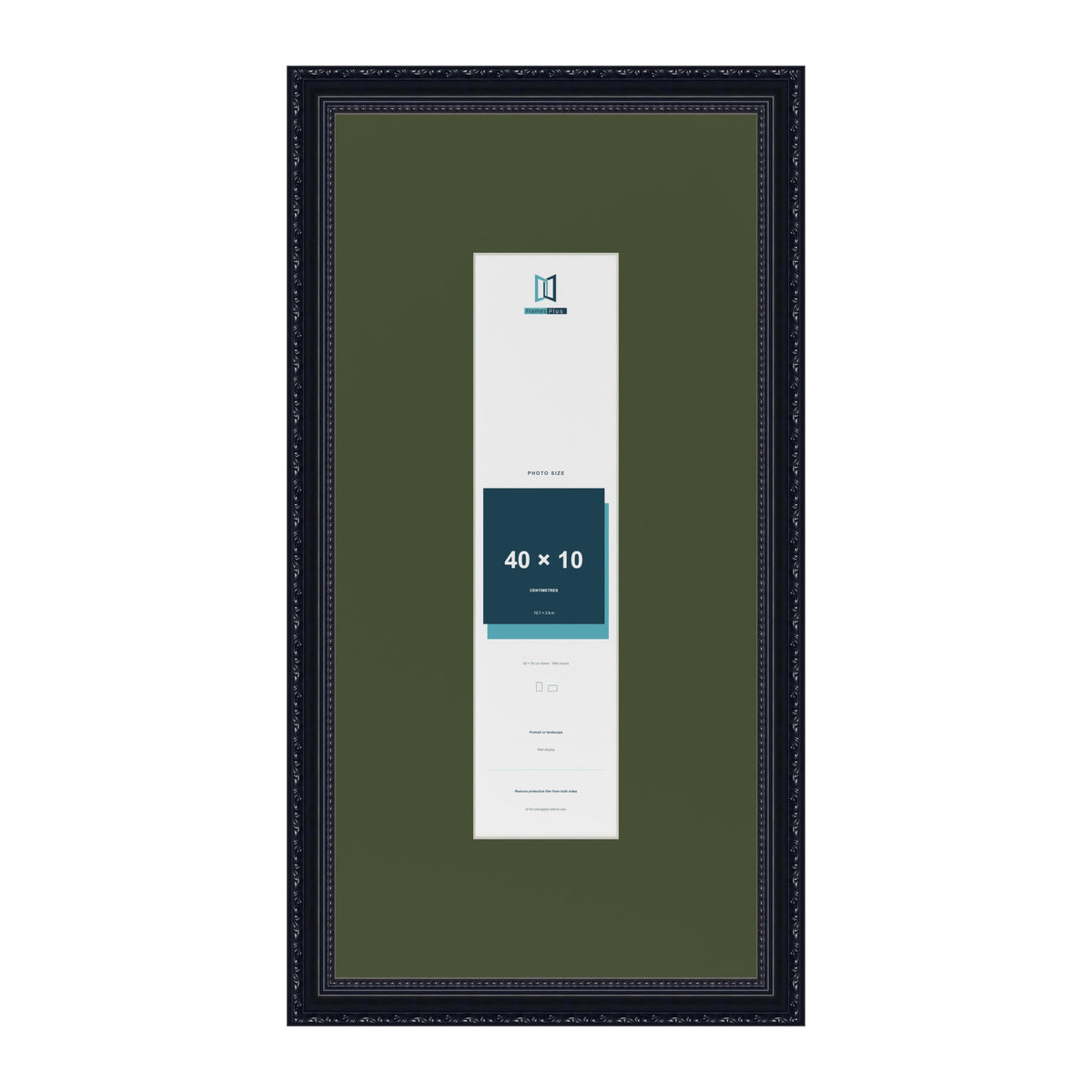 Louis Black 60 x 30 cm picture frame with a green mount for a 40 x 10 cm photo
