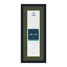 Louis Black 65 x 25 cm picture frame with a green mount for a 55 x 15 cm photo
