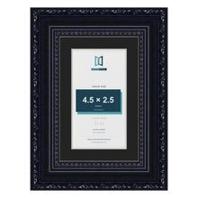 Louis Black 6 x 4 inch picture frame with a black mount for a 4.5 x 2.5 inch photo