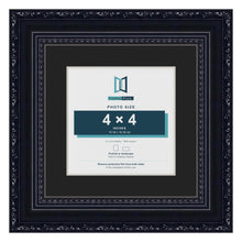 Louis Black 6 x 6 inch picture frame with a black mount for a 4 x 4 inch photo
