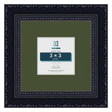 Louis Black 6 x 6 inch picture frame with a green mount for a 3 x 3 inch photo